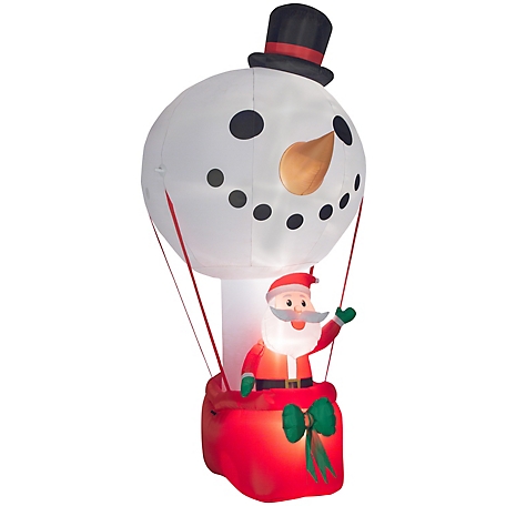 Gemmy Giant Airblown Outdoor Inflatable Snowman Hot Air Balloon Scene with Santa