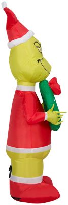 Image showing  Airblown Outdoor Inflatable Grinch with Wreath, 48.03 in. x 16.54 in. x 18.5 in.