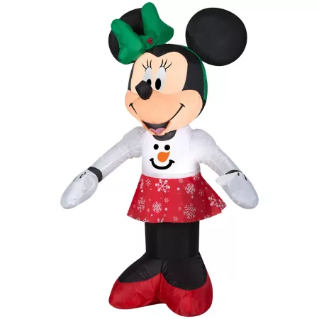 Gemmy Airblown Minnie Mouse Outdoor Inflatable with Snowman Sweater and Snowflake Skirt Garden Art & Statues