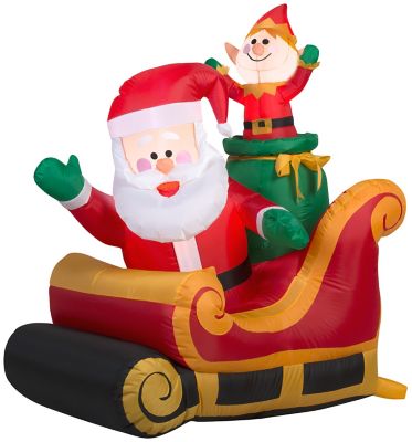 Gemmy Airblown Outdoor Inflatable Santa and Elf in Sleigh