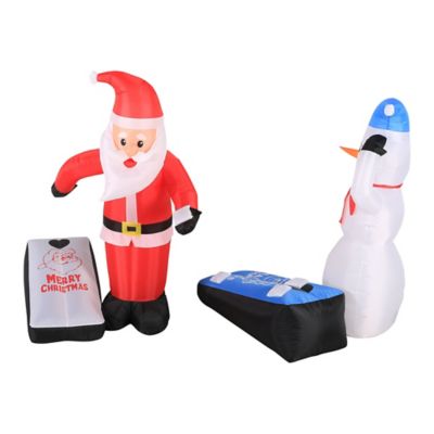 Image showing  Outdoor Inflatable Santa and Snowman Playing Cornhole