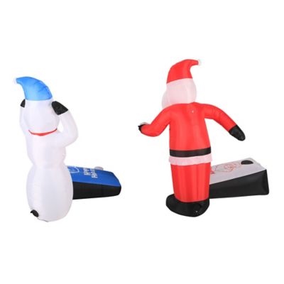 Image showing  Outdoor Inflatable Santa and Snowman Playing Cornhole