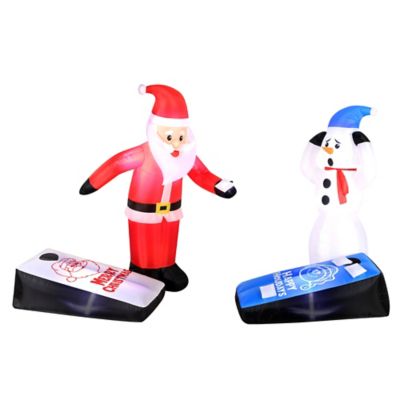 Image showing  Outdoor Inflatable Santa and Snowman Playing Cornhole