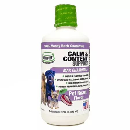 Liquid-Vet K9 Calm and Content Support Pot Roast Flavor Anxiety Supplement for Dogs 32 oz. Dog Anxiety Supplements