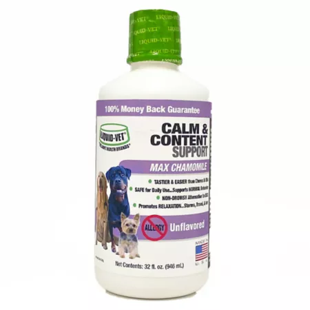 Liquid-Vet K9 Calm and Content Support Unflavored Anxiety Supplement for Dogs 32 oz. Dog Anxiety Supplements