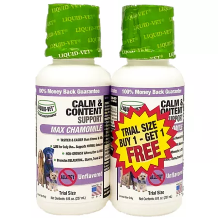 Liquid-Vet K9 Calm and Content Support Unflavored Anti-Anxiety Supplement for Dogs 8 oz 2 Pack Dog Anxiety Supplements