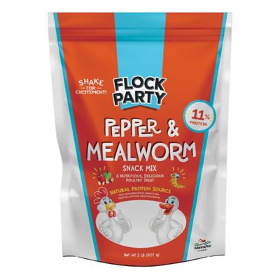 Flock Party Pepper and Mealworm Poultry Treat Snack Mix, 2 lb.