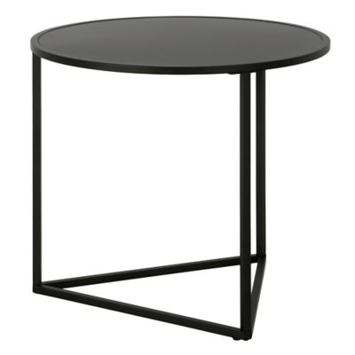 Image showing  Jenson Wide Round Patio Side Table with Metal Top, 24 in.
