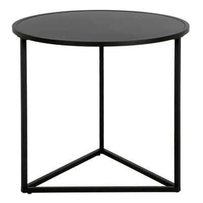 Image showing  Jenson Wide Round Patio Side Table with Metal Top, 24 in.