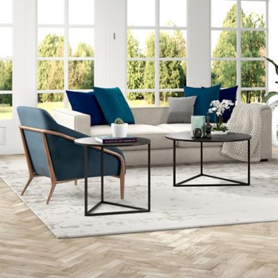 Image showing  Jenson Wide Round Patio Side Table with Metal Top, 24 in.