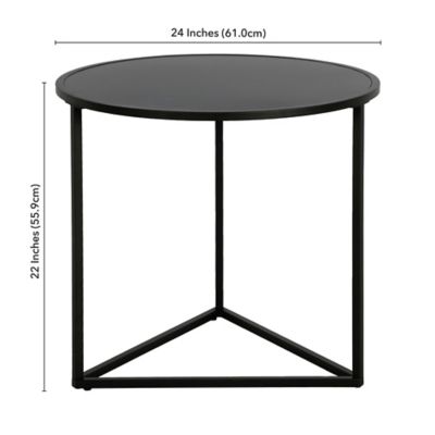 Image showing  Jenson Wide Round Patio Side Table with Metal Top, 24 in.