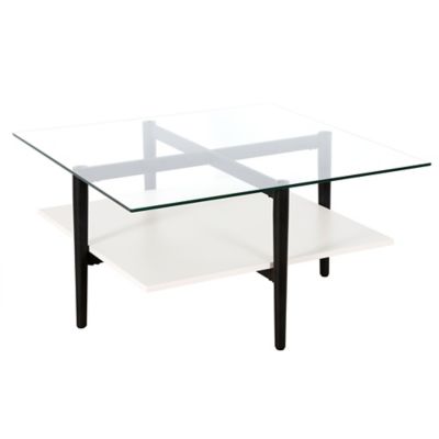 Image showing  Otto Square Coffee Table with White Lacquer Shelf, 32 in.