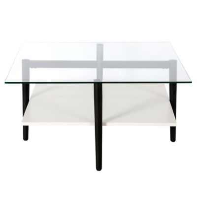 Image showing  Otto Square Coffee Table with White Lacquer Shelf, 32 in.
