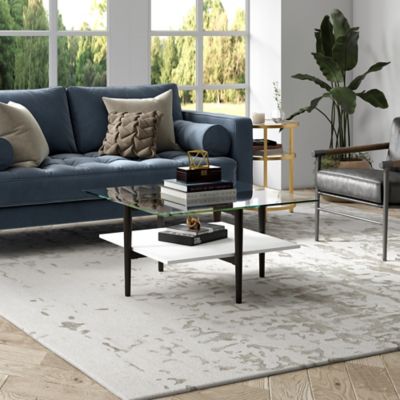 Image showing  Otto Square Coffee Table with White Lacquer Shelf, 32 in.