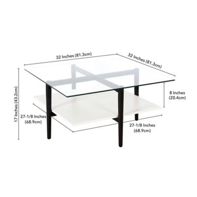 Image showing  Otto Square Coffee Table with White Lacquer Shelf, 32 in.