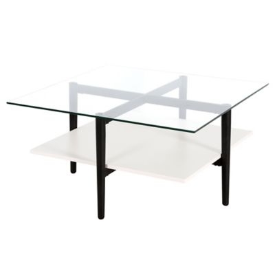 Image showing 7 th Hudson&Canal Otto Square Coffee Table with White Lacquer Shelf, 32 in.
