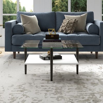 Image showing 8 th Hudson&Canal Otto Square Coffee Table with White Lacquer Shelf, 32 in.