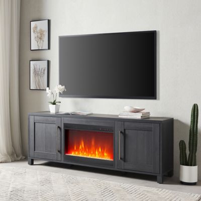 Hudson&Canal Chabot Rectangular TV Stand with 26 in. Crystal Fireplace for TVs Up to 80 in.