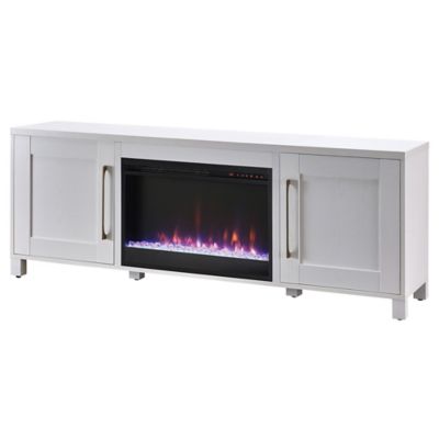 Image showing 6 th Hudson&Canal Chabot Rectangular TV Stand with 26 in. Crystal Fireplace for TVs Up to 80 in.