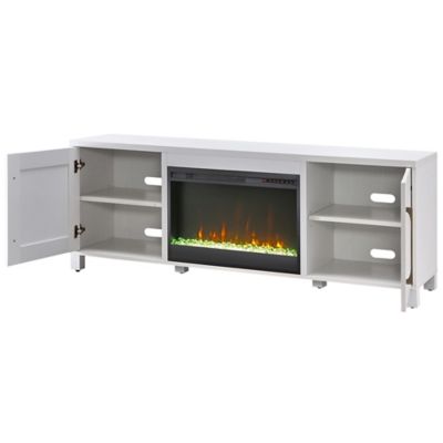Image showing 7 th Hudson&Canal Chabot Rectangular TV Stand with 26 in. Crystal Fireplace for TVs Up to 80 in.