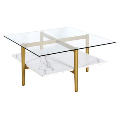 Image showing  Otto Square Coffee Table with Faux Marble Shelf, 32 in.