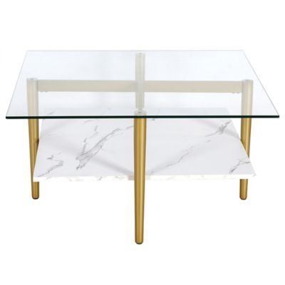 Image showing  Otto Square Coffee Table with Faux Marble Shelf, 32 in.