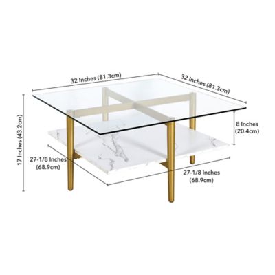 Image showing  Otto Square Coffee Table with Faux Marble Shelf, 32 in.