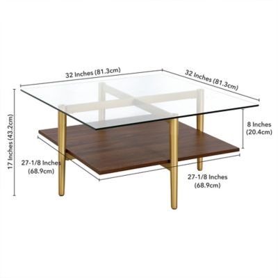 Image showing  Otto Square Coffee Table with Faux Walnut Shelf, 32 in.