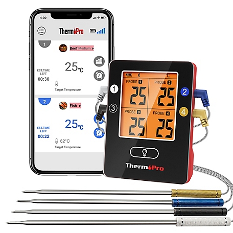 ThermoPro Bluetooth Grill Thermometer with 4 Probes at Tractor