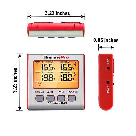 ThermoPro Dual Probe Digital Cooking Meat Thermometer Red TP17W