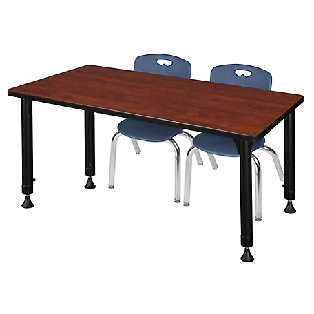 Regency Kee 48 x 24 in. Adjustable Classroom Table & 2 Andy 12 in. Blue Chairs