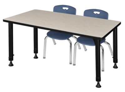 Regency Kee 48 x 24 in. Adjustable Classroom Table & 2 Andy 12 in. Blue Chairs