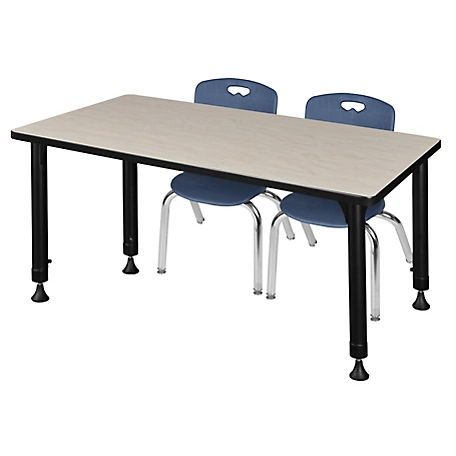 Regency Kee 48 x 24 in. Adjustable Classroom Table & 2 Andy 12 in. Blue Chairs