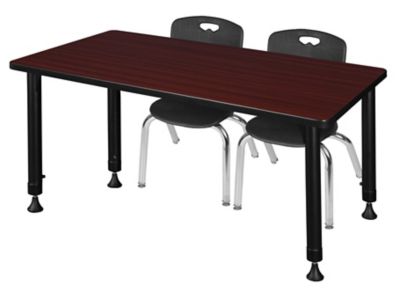 Regency Kee 48 x 30 in. Adjustable Classroom Table & 2 Andy 12 in. Black Chairs -  MT4830MHAPBK45BK