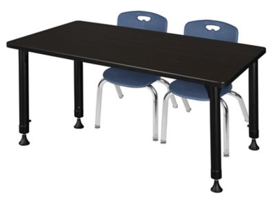 Regency Kee 48 x 30 in. Adjustable Classroom Table & 2 Andy 12 in. Blue Chairs