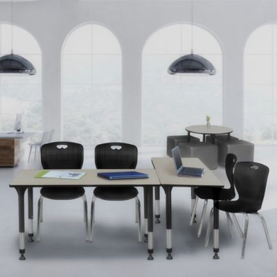 Image showing 1 th Regency Kee Adjustable Classroom Table with 2 Andy 18 in. Chairs, 48 in. x 30 in., Black