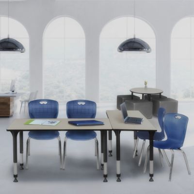 Image showing 1 th Regency Kee Adjustable Classroom Table with 2 Andy 18 in. Chairs, 48 in. x 30 in., Blue
