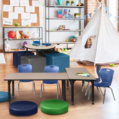 Image showing  Kee Adjustable Classroom Table with 2 Andy 12 in. Chairs, 60 in. x 24 in., Blue