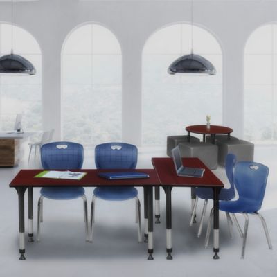 Image showing  Kee Adjustable Classroom Table with 2 Andy 18 in. Chairs, 60 in. x 24 in., Blue