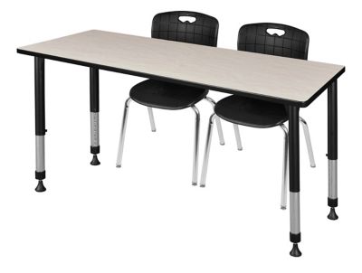 Regency Kee 60 x 24 in. Adjustable Classroom Table & 2 Andy 18 in. Black Chairs