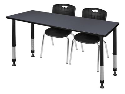 Regency Kee 60 x 30 in. Adjustable Classroom Table & 2 Andy 18 in. Black Chairs