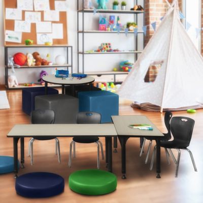 Image showing 1 th Regency Kee Adjustable Classroom Table with 2 Andy 12 in. Chairs, 60 in. x 30 in., Black