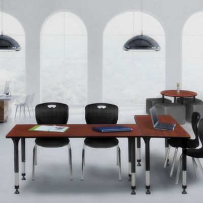 Image showing  Kee Adjustable Classroom Table with 2 Andy 18 in. Chairs, 66 in. x 24 in., Black