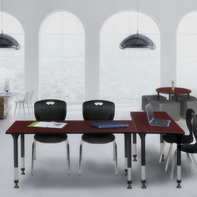 Image showing 1 th Regency Kee Adjustable Classroom Table with 2 Andy 18 in. Chairs, 66 in. x 24 in., Black