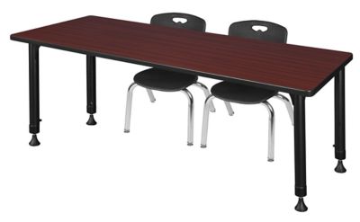 Regency Kee 66 x 24 in. Adjustable Classroom Table & 2 Andy 12 in. Black Chairs