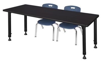 Regency Kee 66 x 24 in. Adjustable Classroom Table & 2 Andy 12 in. Blue Chairs