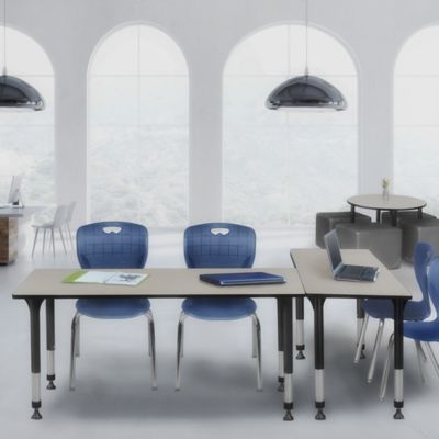 Image showing  Kee Adjustable Classroom Table with 2 Andy 18 in. Chairs, 66 in. x 24 in., Blue