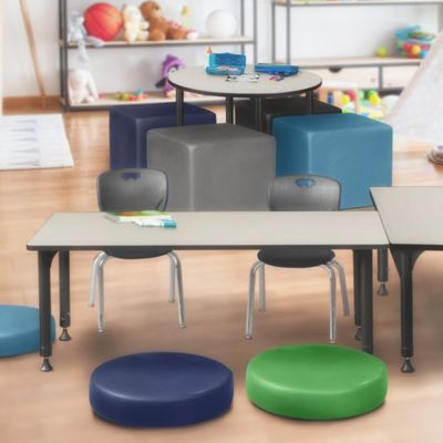 Image showing 1 th Regency Kee Adjustable Classroom Table with 2 Andy 12 in. Chairs, 66 in. x 24 in., Black