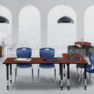 Image showing  Kee Adjustable Classroom Table with 2 Andy 18 in. Chairs, 66 in. x 30 in., Blue