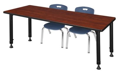 Regency Kee 66 x 30 in. Adjustable Classroom Table & 2 Andy 12 in. Blue Chairs